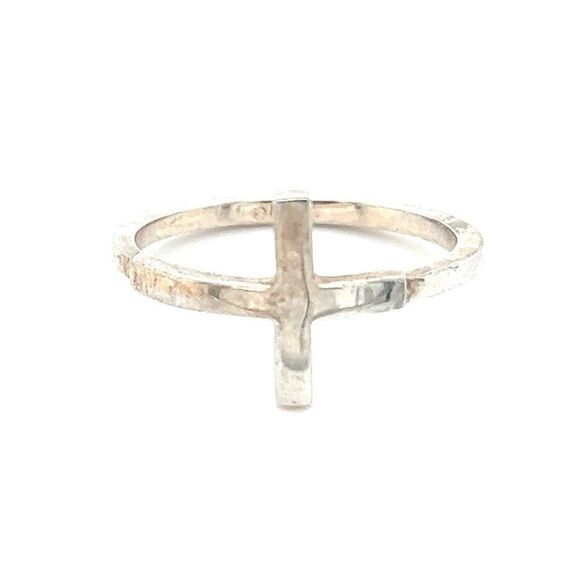 Sterling Sideways Cross Ring - Picture 1 of 6